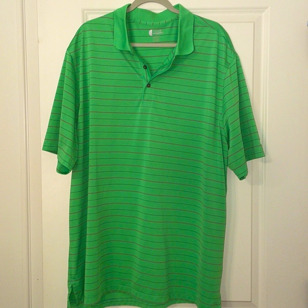 Izod Green Striped Polo Shirt